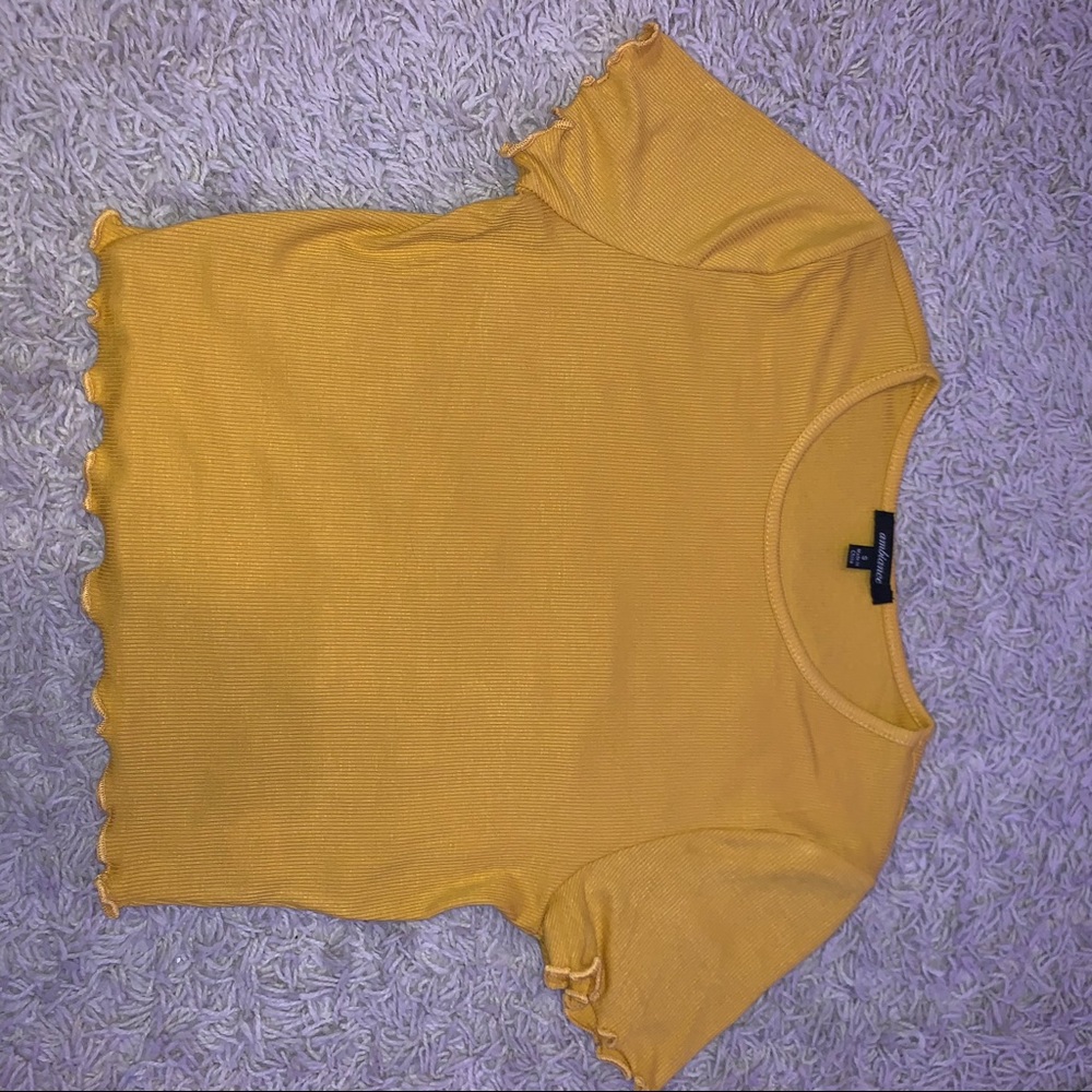 yellow ribbed crop top